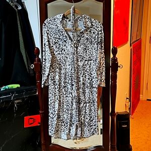 CAbi Long Sleeve Black and White Dress